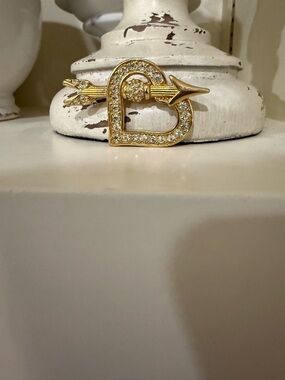 Swarovski Gold Plated Crystal Heart and Arrow Brooch